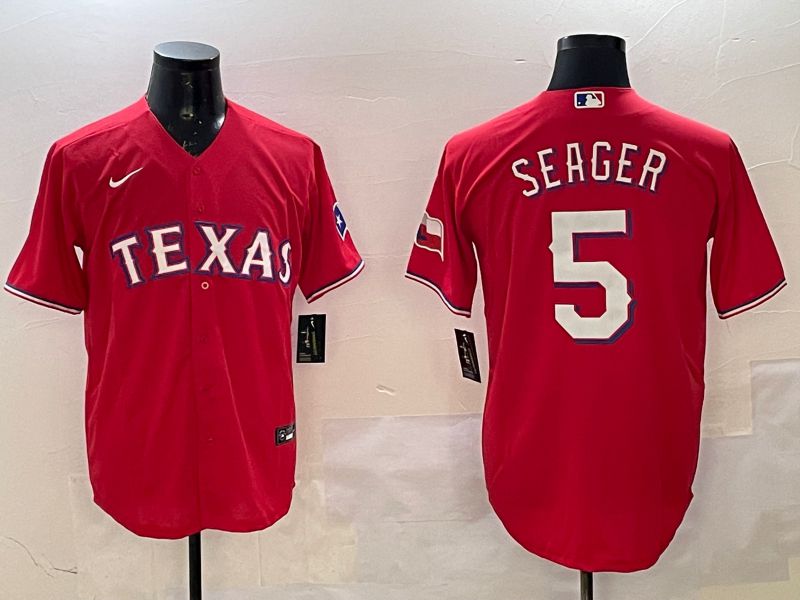 Men Texas Rangers #5 Seager Red Game 2025 Nike MLB Jersey style 1->texas rangers->MLB Jersey